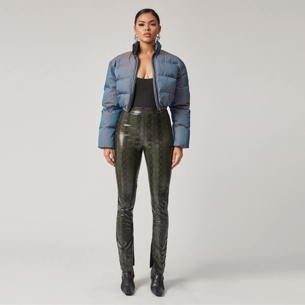 

Zip Up Crop Puffer Jacket, Grey