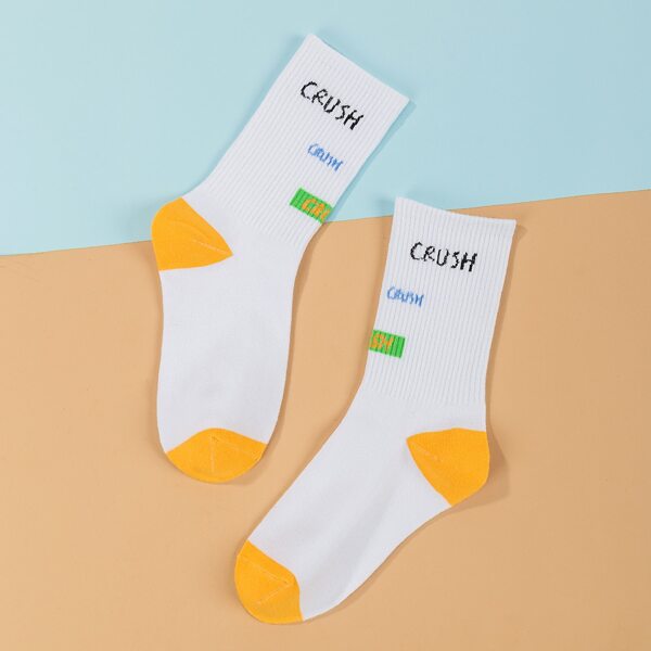 

1pair Letter Graphic Socks, Multicolor