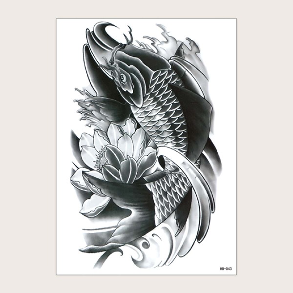 

Fish Pattern Tattoo Sticker, Black