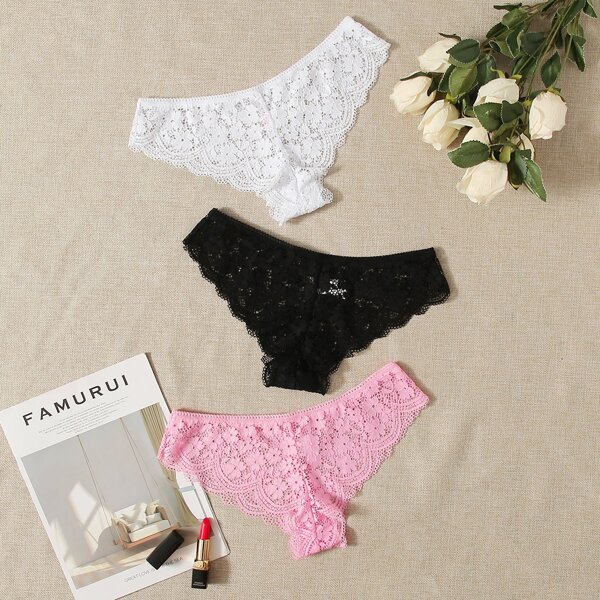 

3pack Floral Lace Panty Set, Multicolor
