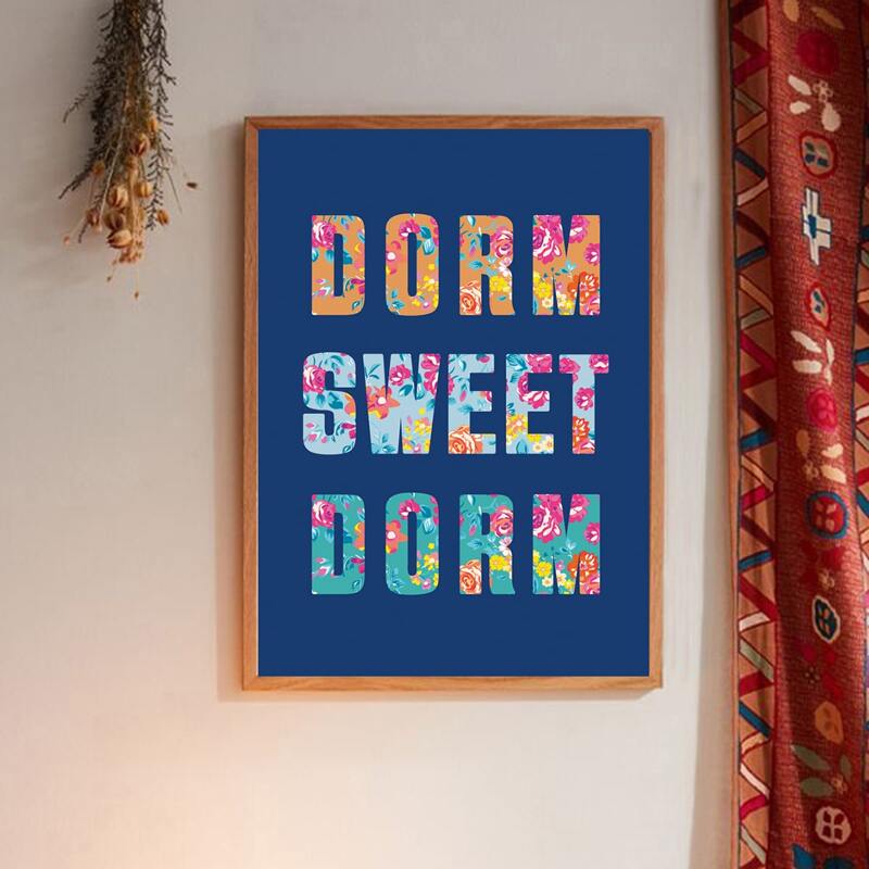 

Letter Graphic Wall Painting Without Frame, Blue