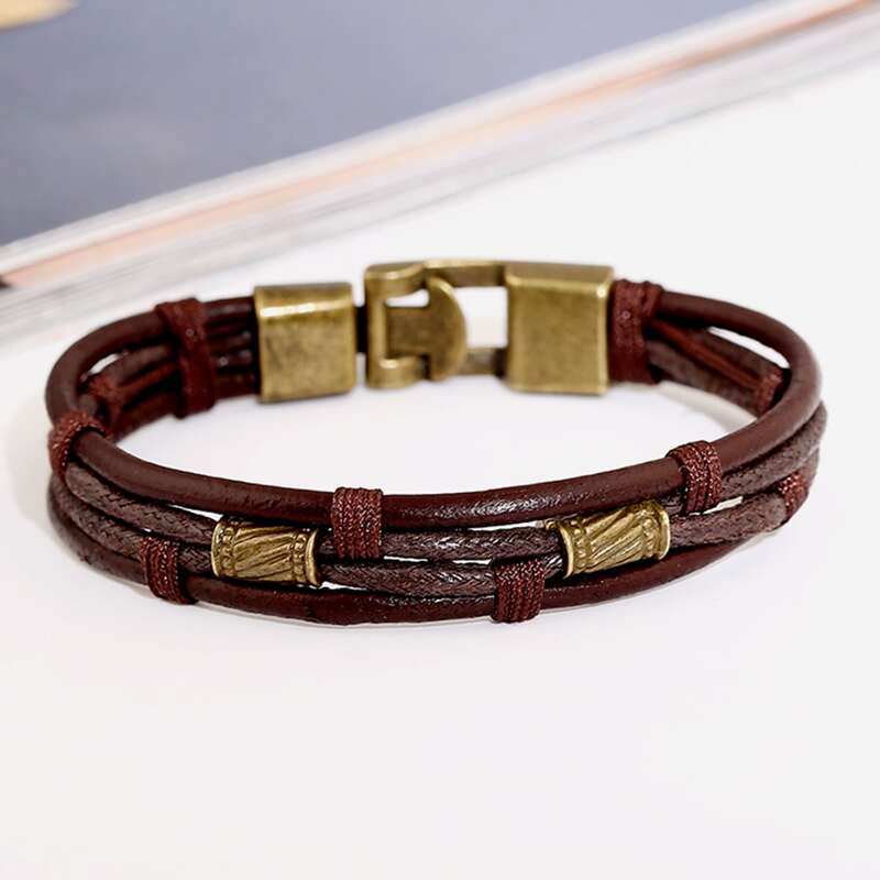 

Guys Metal Decor Bracelet, Brown