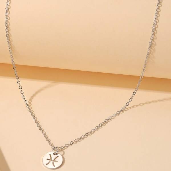 

Hollow Out Constellation Symbol Charm Necklace, Silver
