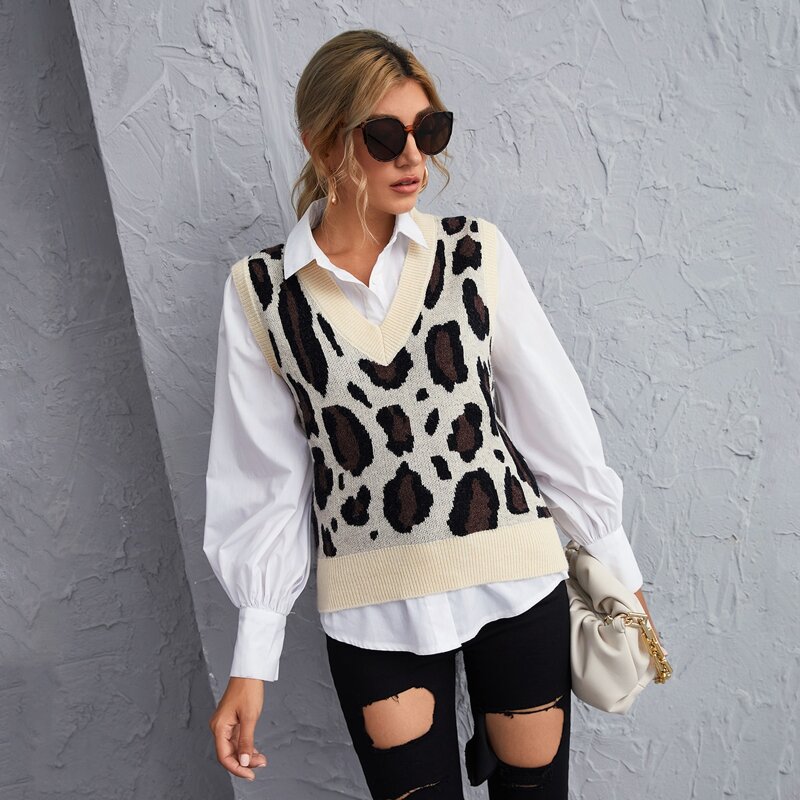 

All Over Pattern Sweater Vest, Multicolor