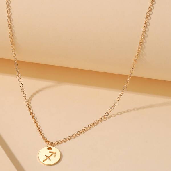 

Hollow Out Constellation Symbol Charm Necklace, Gold