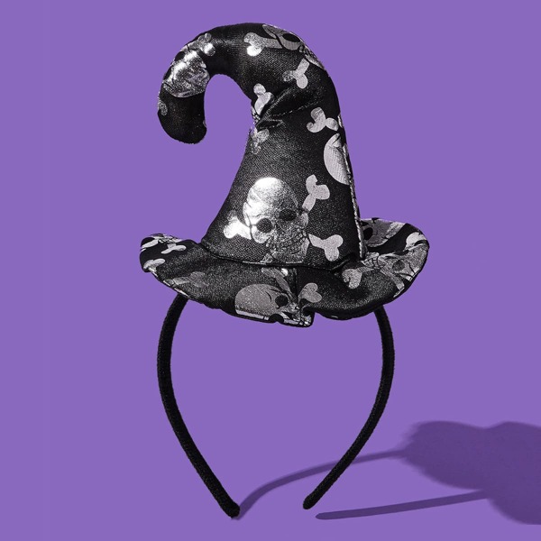 

Halloween Skull Pattern Hat Decor Dog Hair Hoop, Black