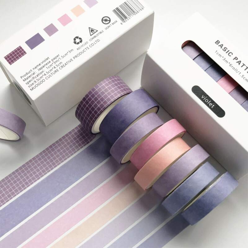 

8rolls Solid Decorative Tape, Multicolor