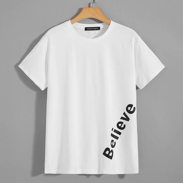

Men Letter Graphic Short Sleeve Tee, White