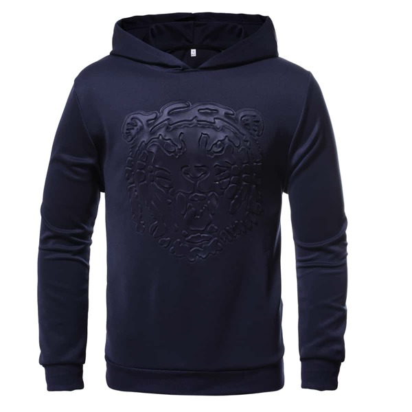 

Men Solid Hooded Sweatshirt, Navy blue