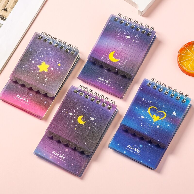 

1pc Galaxy Print Random Spiral Note Pad, Multicolor