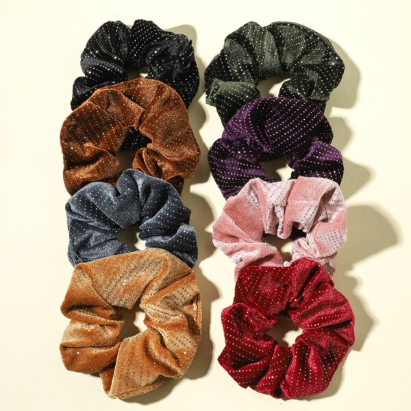 

8pcs Rhinestone Decor Scrunchie, Multicolor