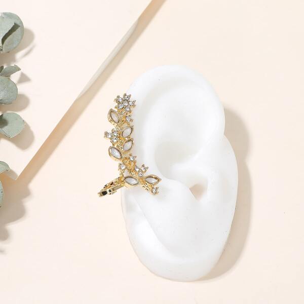 

2pcs Rhinestone Decor Ear Cuff, Gold