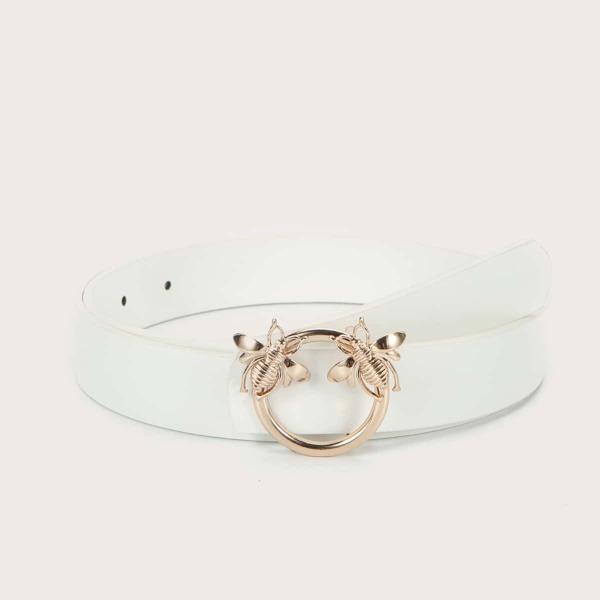 

Bee Decor Metal Buckle Belt, White