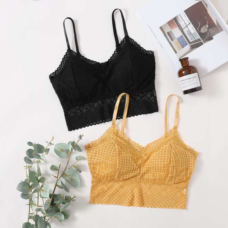 

2pack Lace Longline Bralette, Multicolor