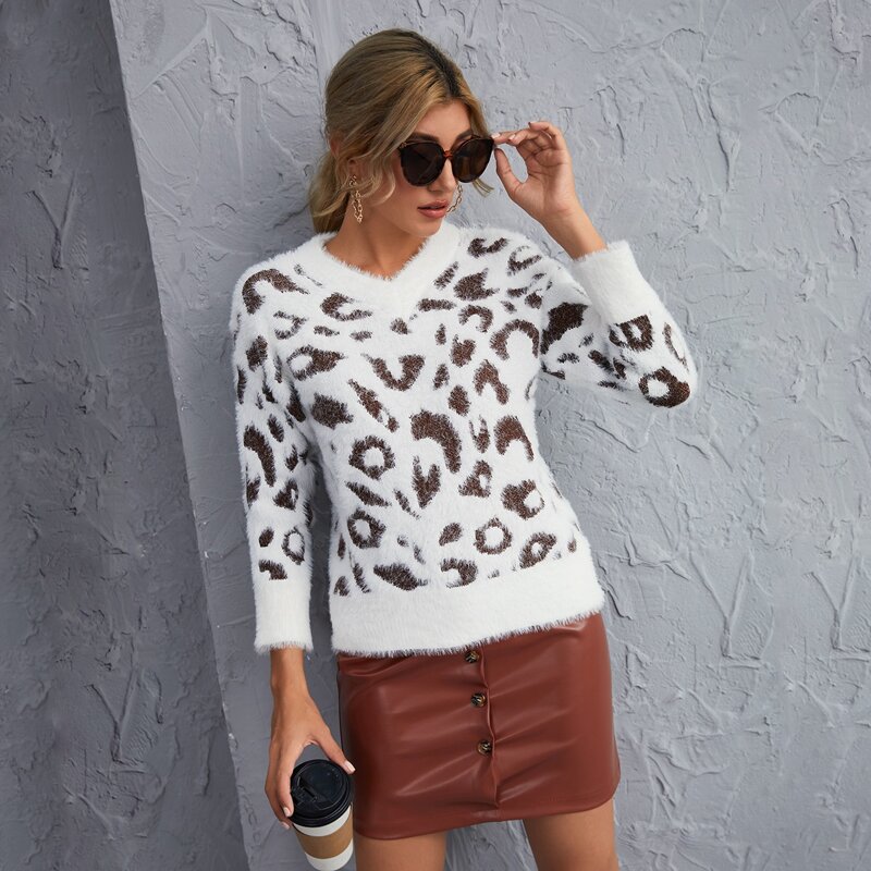 

Allover Pattern Fuzzy Sweater, Multicolor