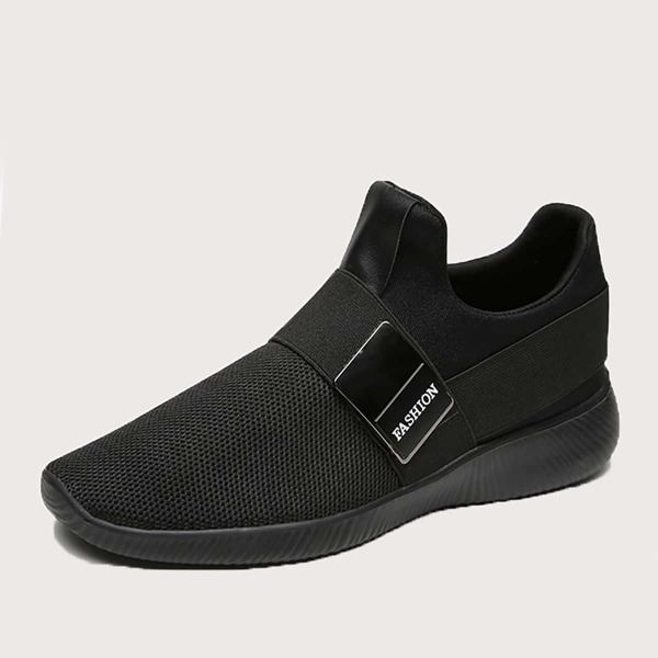 

Men Metal Decor Slip On Sneakers, Black