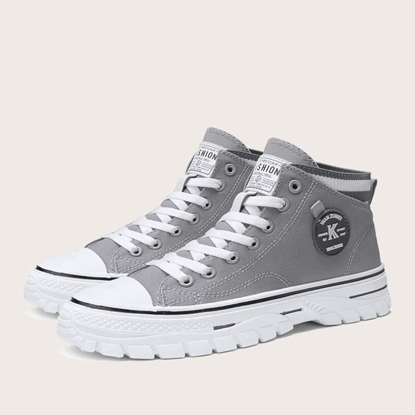 

Men Lace-up Front Letter Graphic Sneakers, Grey