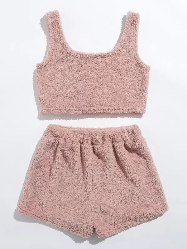 Flannel Crop Tank Top With Shorts 