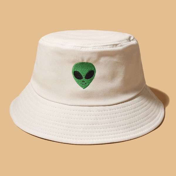 

Alien Embroidered Bucket Hat, White