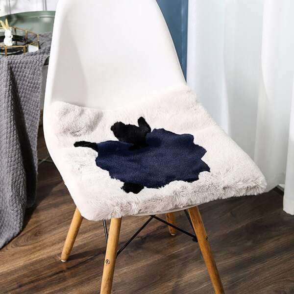 

1pc Faux Fur Chair Cushion, Light grey