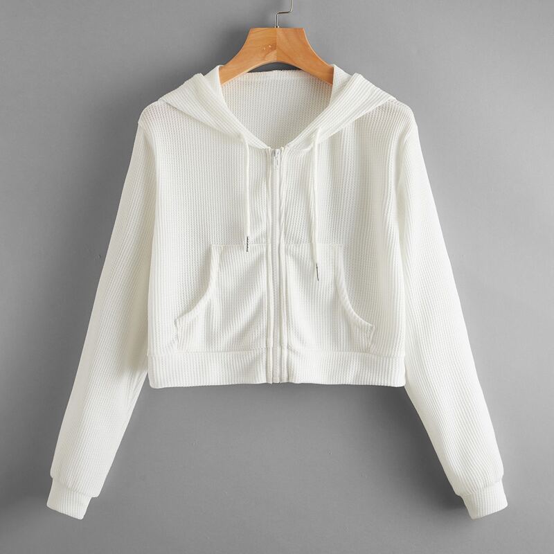 

Solid Zip Up Jacket, White