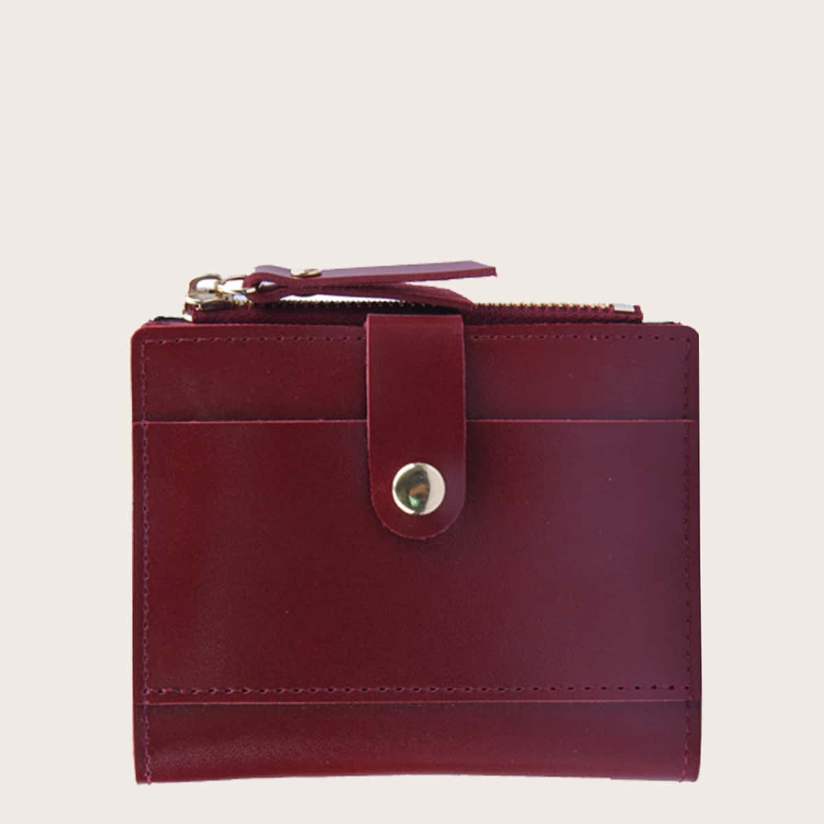 

Snap Button Purse With Card Holder, Burgundy