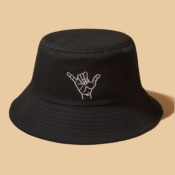 

Gesture Embroidered Bucket Hat, Black