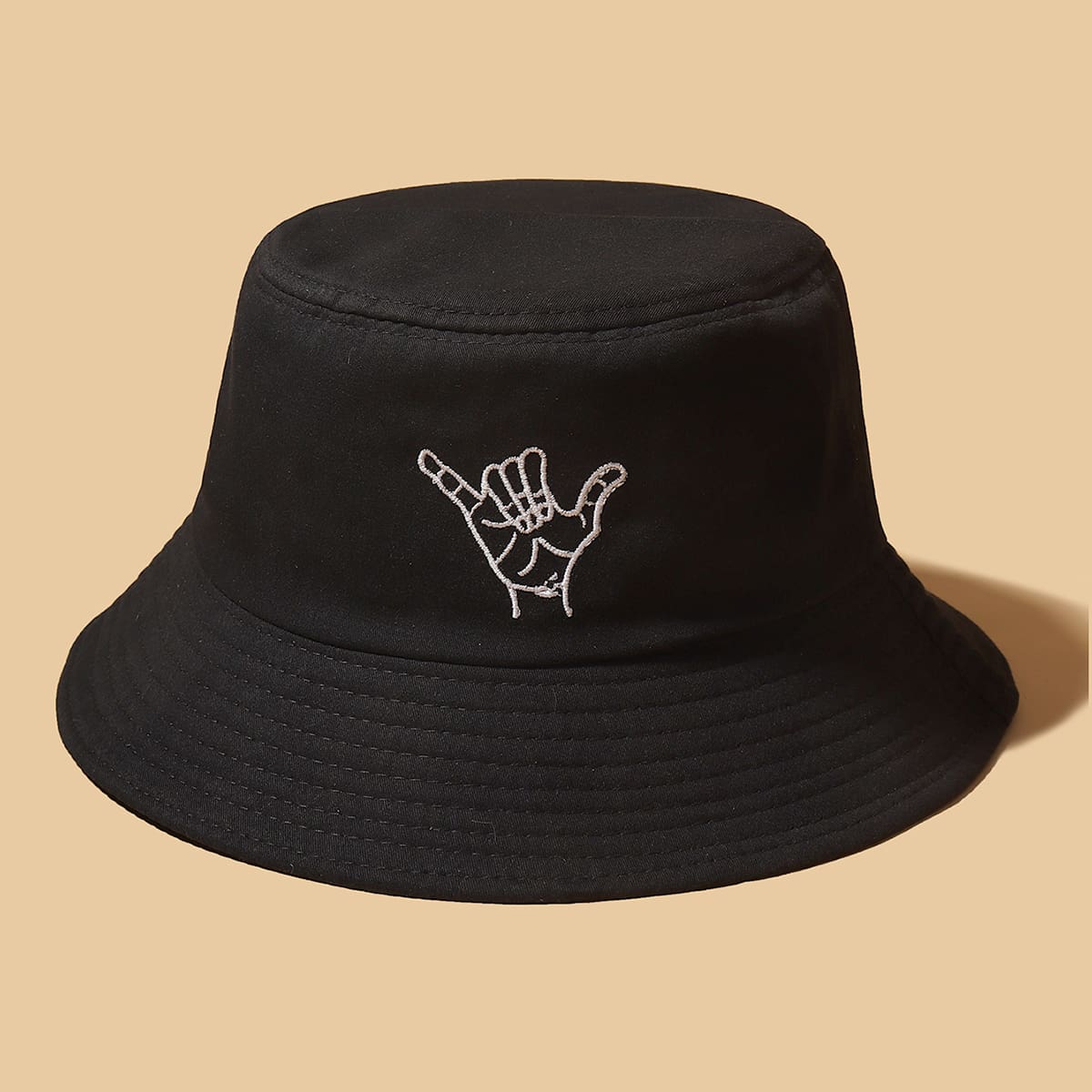 

Gesture Embroidered Bucket Hat, Black