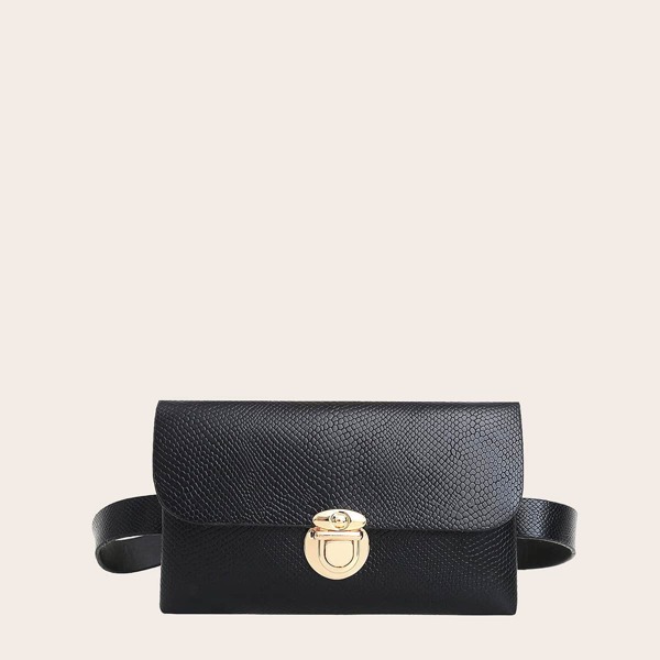 

Minimalist Push Lock Fanny Pack, Black