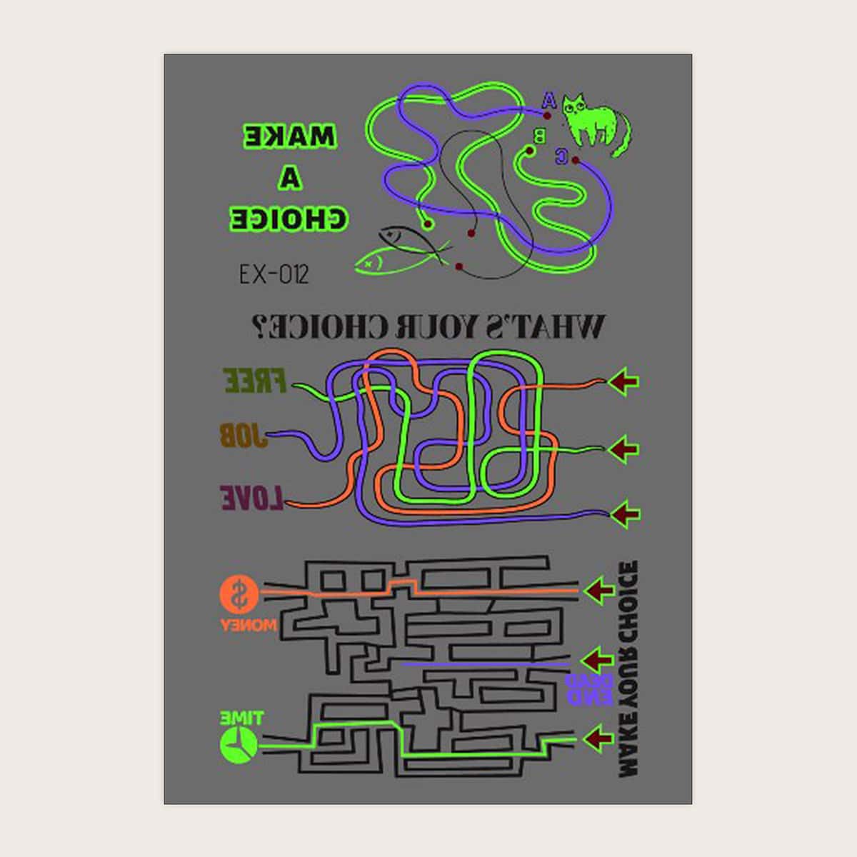 

Maze Pattern Tattoo Sticker, Multicolor