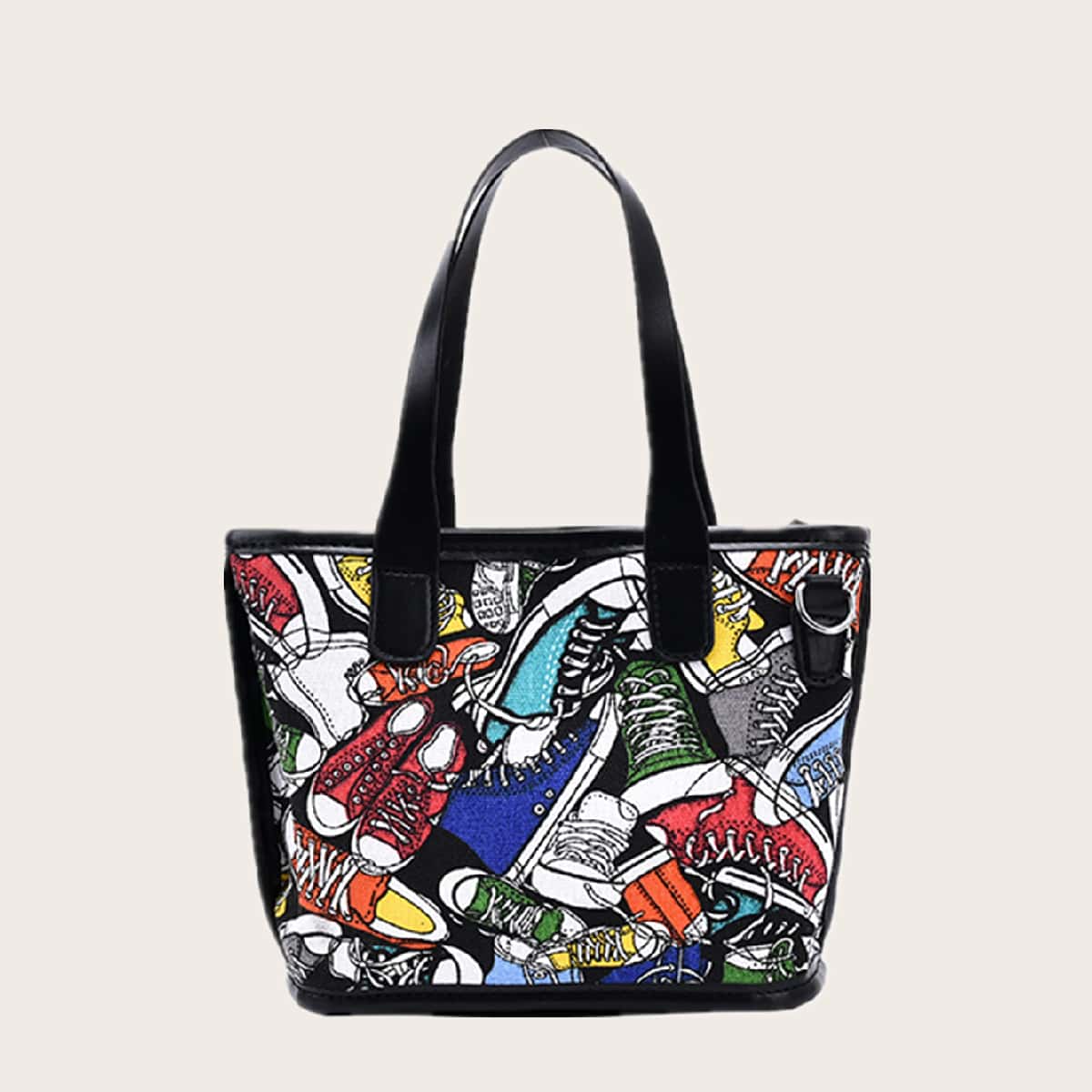 

Cartoon Graphic Tote Bag, Multicolor