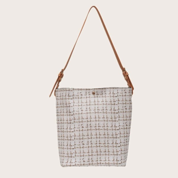 

Tweed Bucket Bag, White