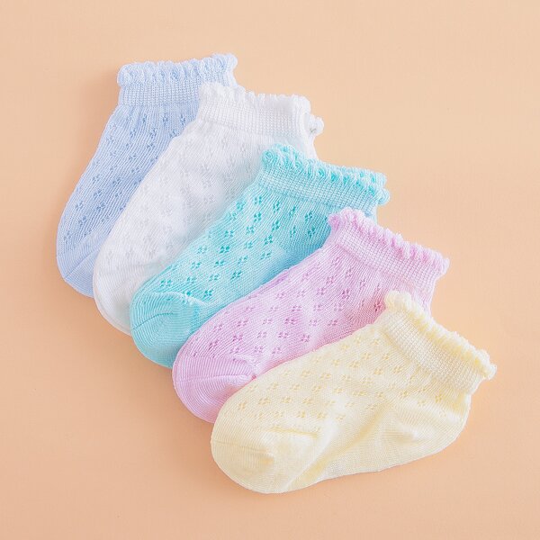 

5pairs Toddler Girls Plain Socks, Multicolor