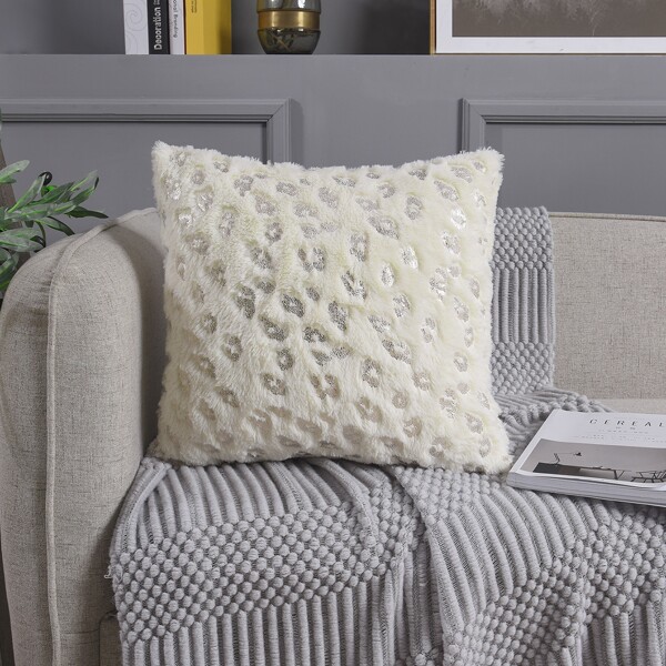 

Hot Stamping Plush Cushion Cover Without Filler, Beige