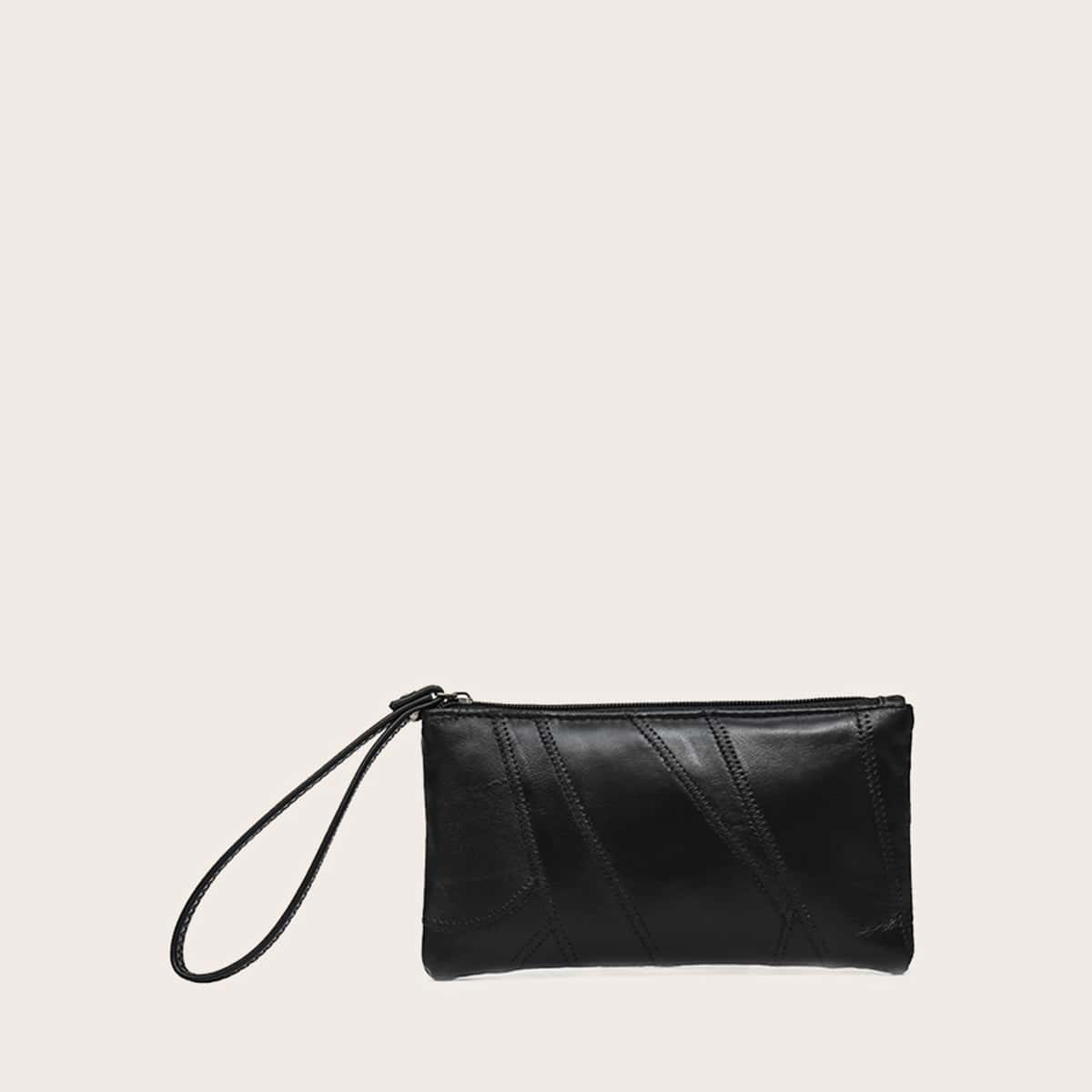 

Stitch Detail Wristlet Bag, Black