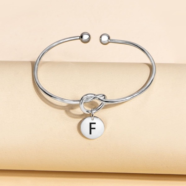 

Letter Knot Design Cuff Bangle, Silver
