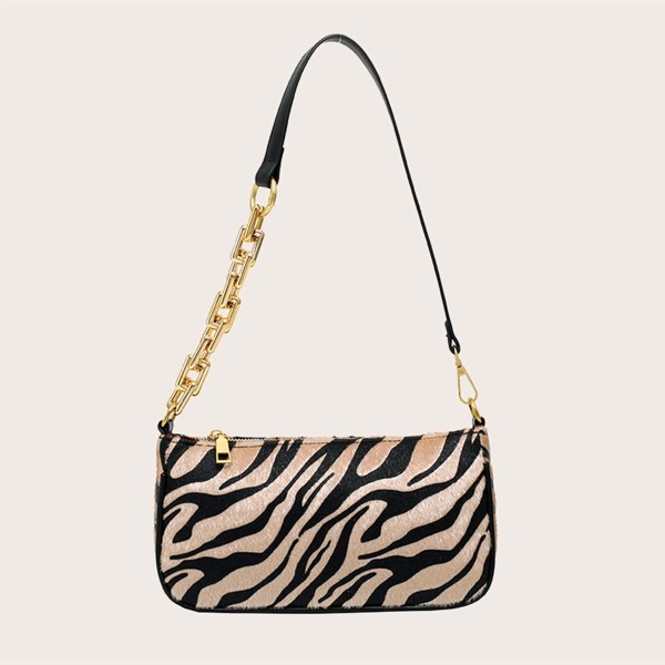 

Zebra Pattern Baguette Bag, Yellow