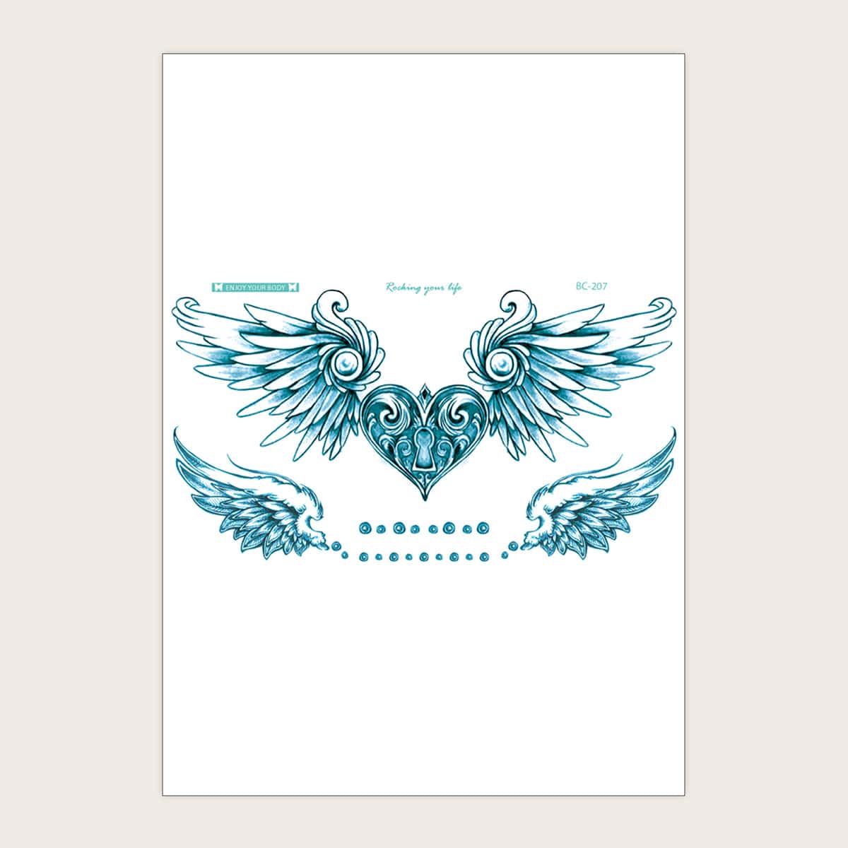 

Wing Pattern Tattoo Sticker, Blue