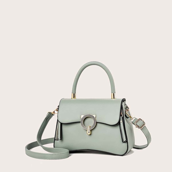 

Minimalist Flap Satchel Bag, Green