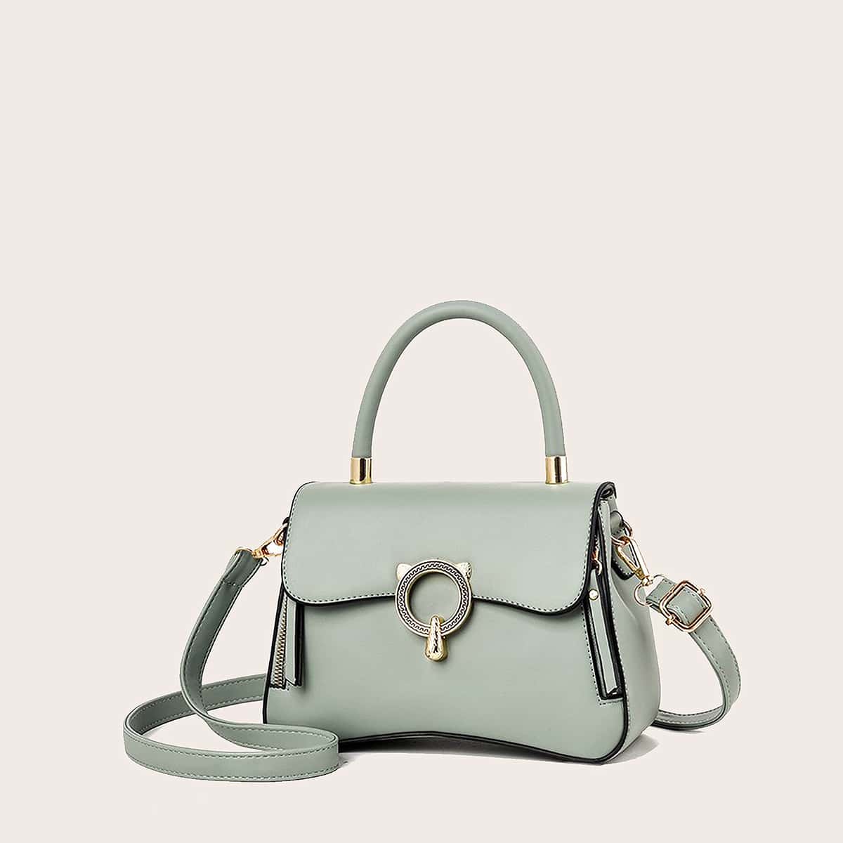 

Minimalist Flap Satchel Bag, Green