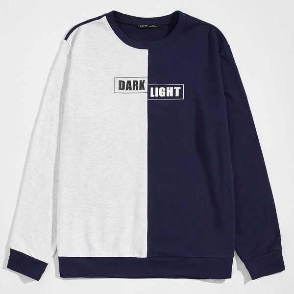 

Men Letter Graphic Colorblock Sweatshirt, Multicolor