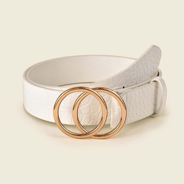 

Croc Embossed Belt, White