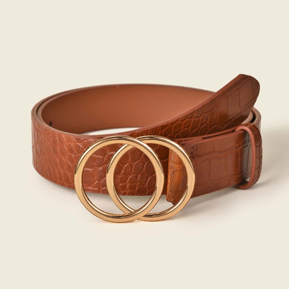 

Croc Embossed Belt, Brown