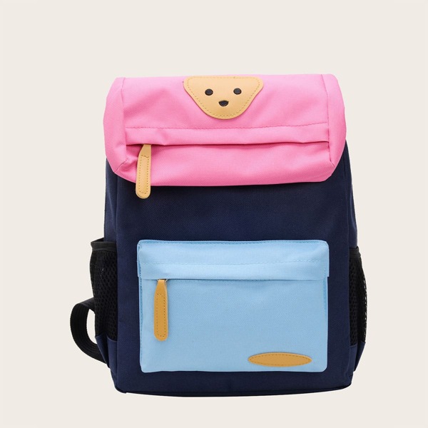 

Girls Colorblock Large Capacity Backpack, Pink