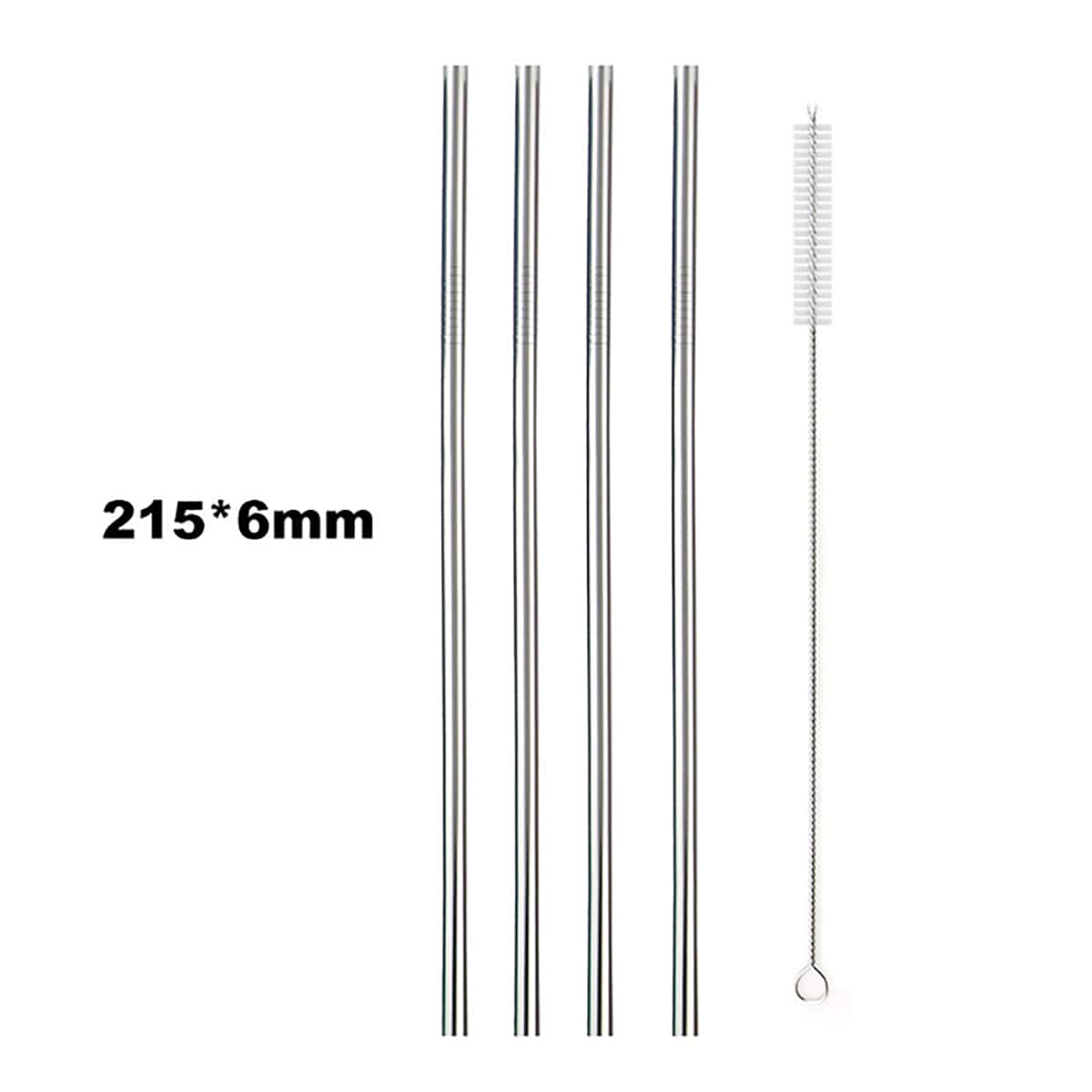 

5pcs Stainless Steel Straw & Cleaning Brush, Silver
