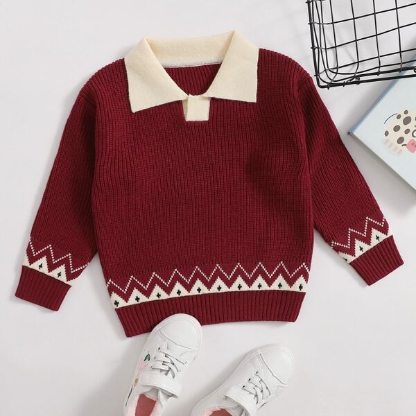 

Toddler Girls Chevron Pattern Sweater, Maroon