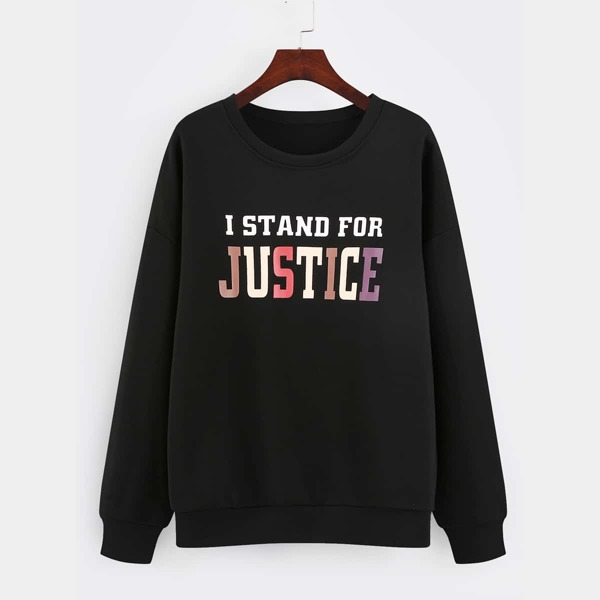

Drop Shoulder Slogan Graphic Sweatshirt, Black