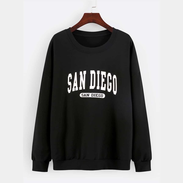 

Letter Graphic Drop Shoulder Sweatshirt, Black