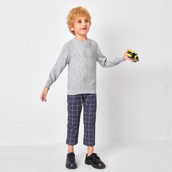 

Toddler Boys Geo Pattern Cable Knit Sweater, Light grey