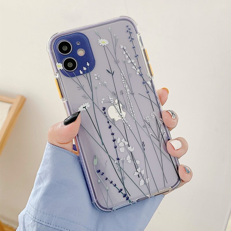 

Floral Clear iPhone Case, Mauve purple